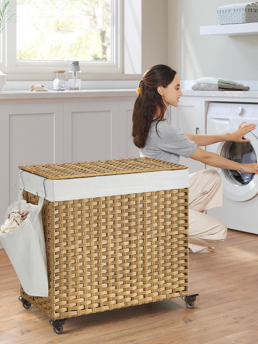 Rattan Plant Basket - Laundry Hamper With Lid, 42.3 Gallon