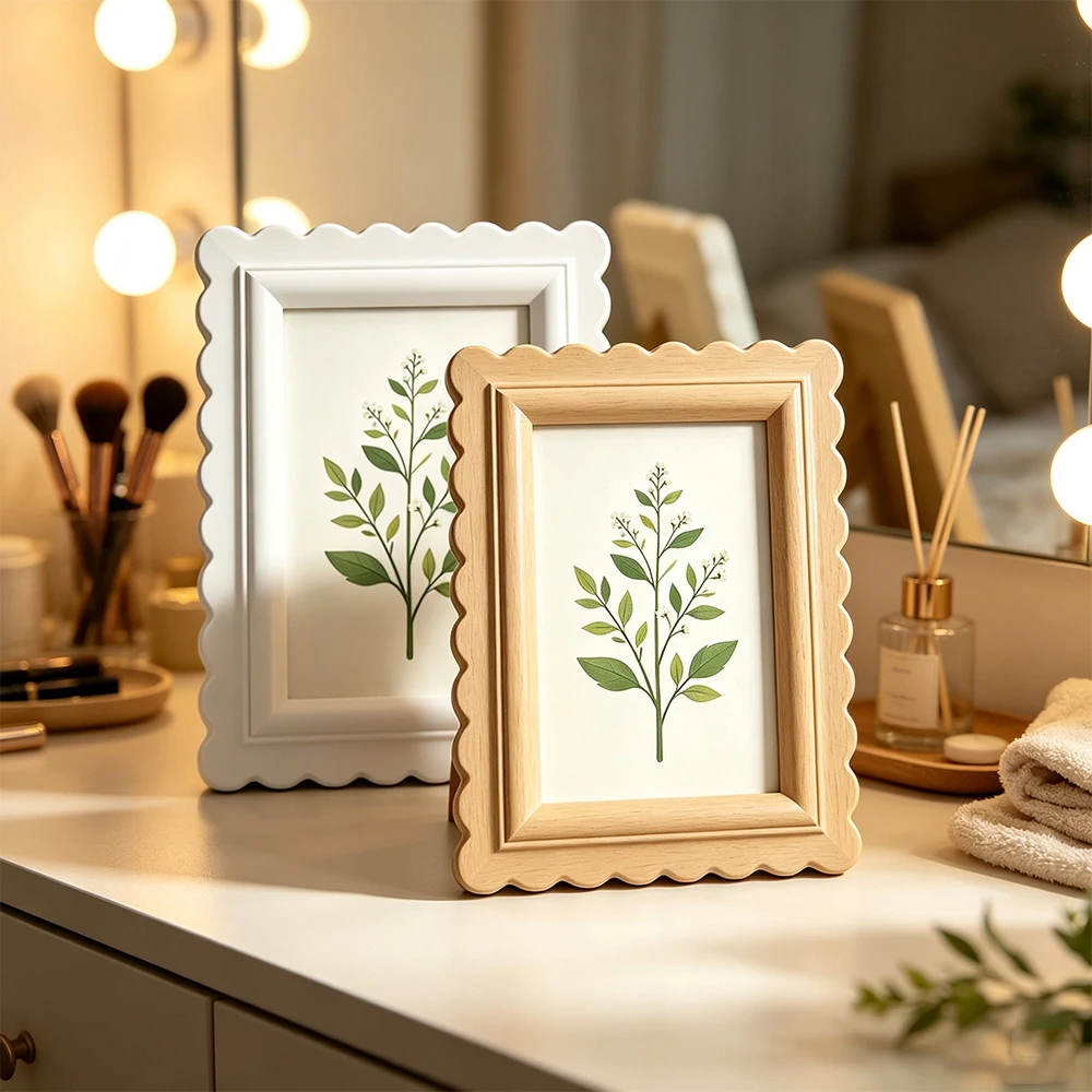 Boho Beige Scalloped Wavy Edge - Bamboo Photo Frame recension och pris