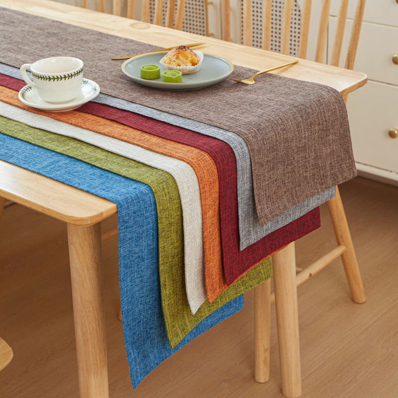 New Thick Linen Solid Color Li - Linen Table Runner recension och pris