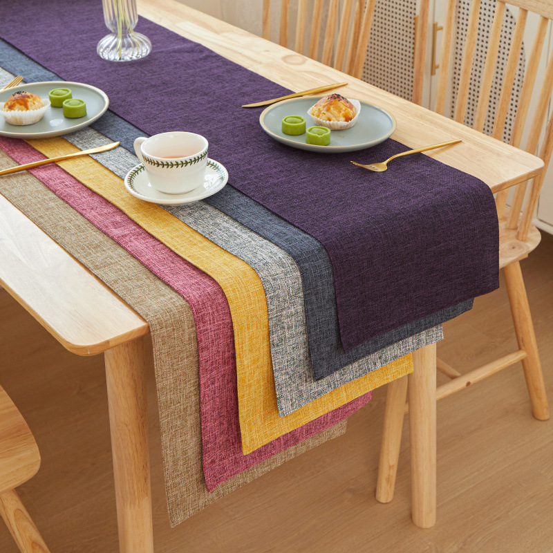 New Thick Linen Solid Color Li - Linen Table Runner recension och pris