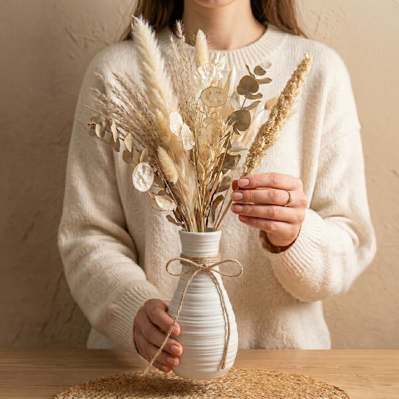 1pc Boho Horizontal Ridged Wai - Pampas Grass Decor recension och pris