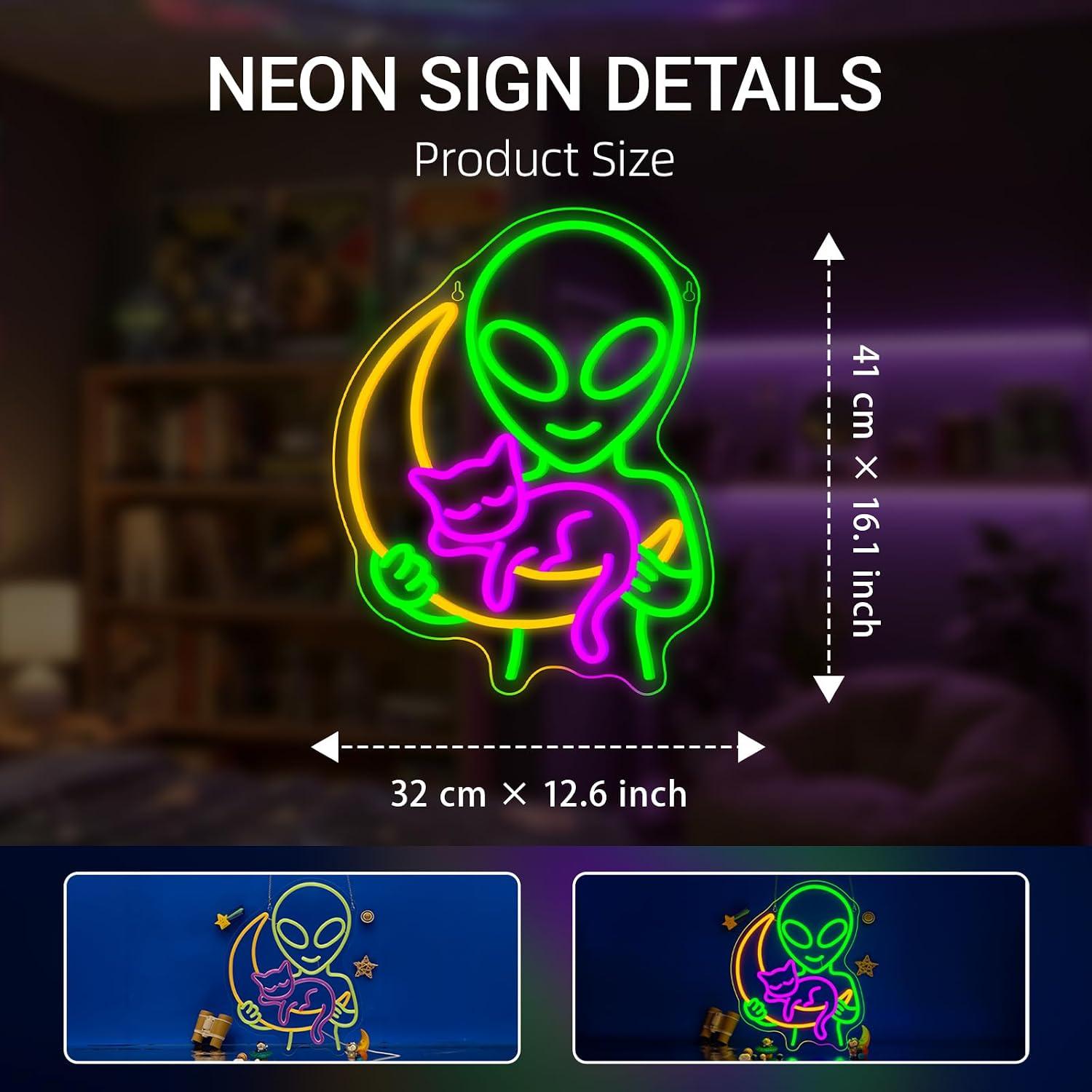 Alien Cat Neon Sign Sleepy Cat - Home Decor Theme recension och pris