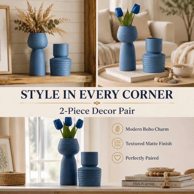 2Pcs Rough Wavy Textured Blue  - Pampas Grass Decor recension och pris