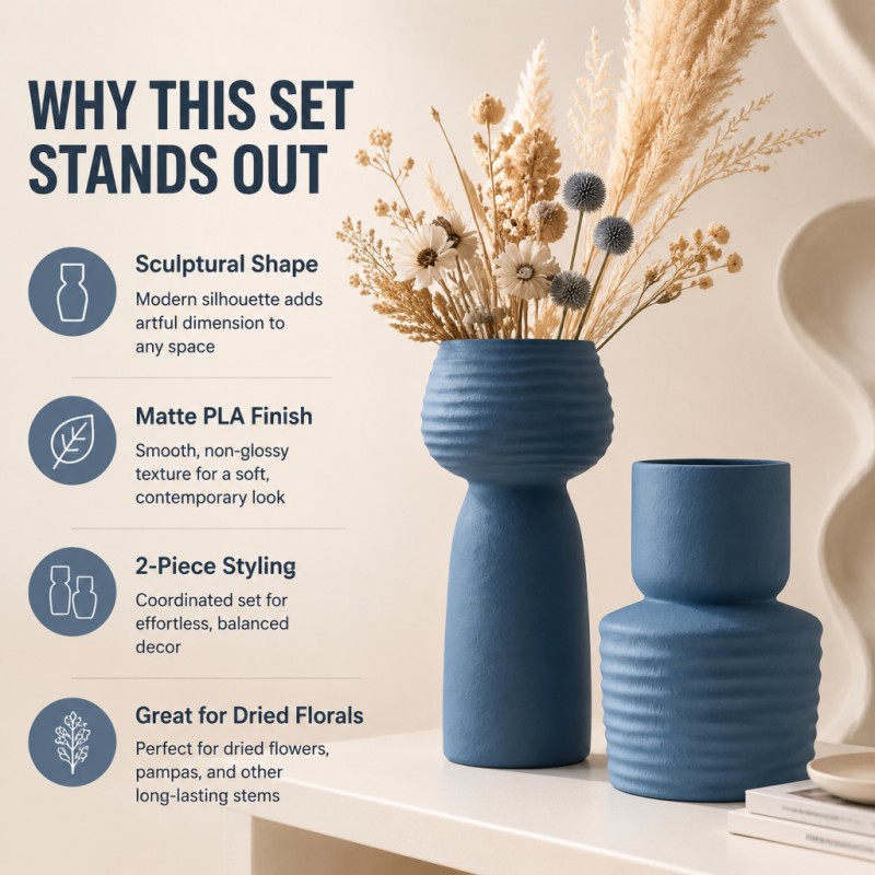 2Pcs Rough Wavy Textured Blue  - Pampas Grass Decor recension och pris